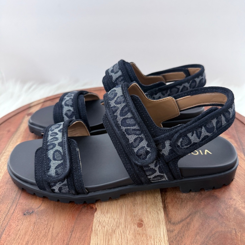 Vionic Cassidy Denim Multi Leopard Print Sandals Womens 8 Orthotic Comfort Blue - Picture 4 of 10